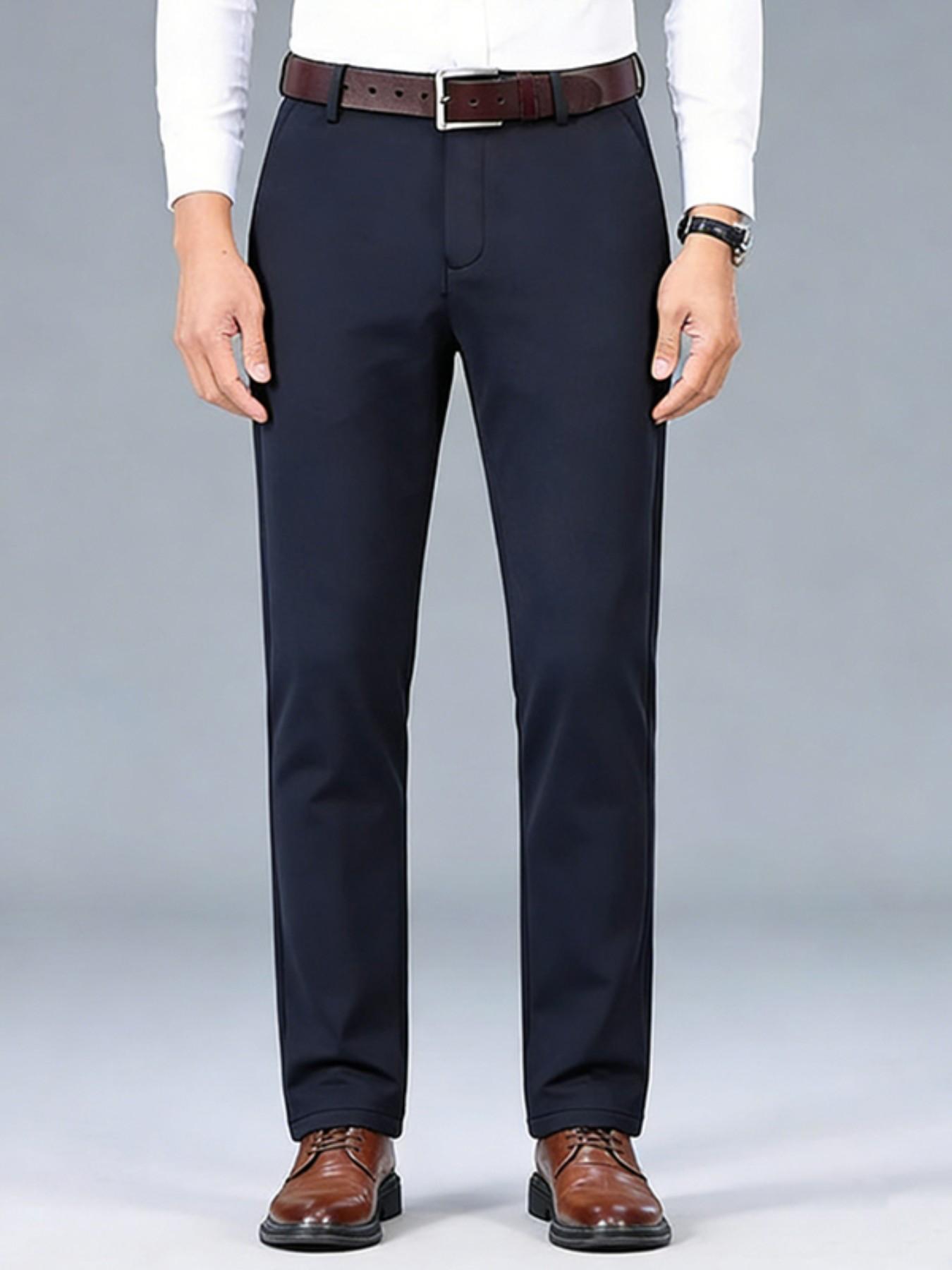 4-Pack Men's Business Casual Pants, High Elasticity Stretch Comfortable Fabric, Wrinkle-Resistant Easy Care, Slim Fit Straight Leg, All Seasons