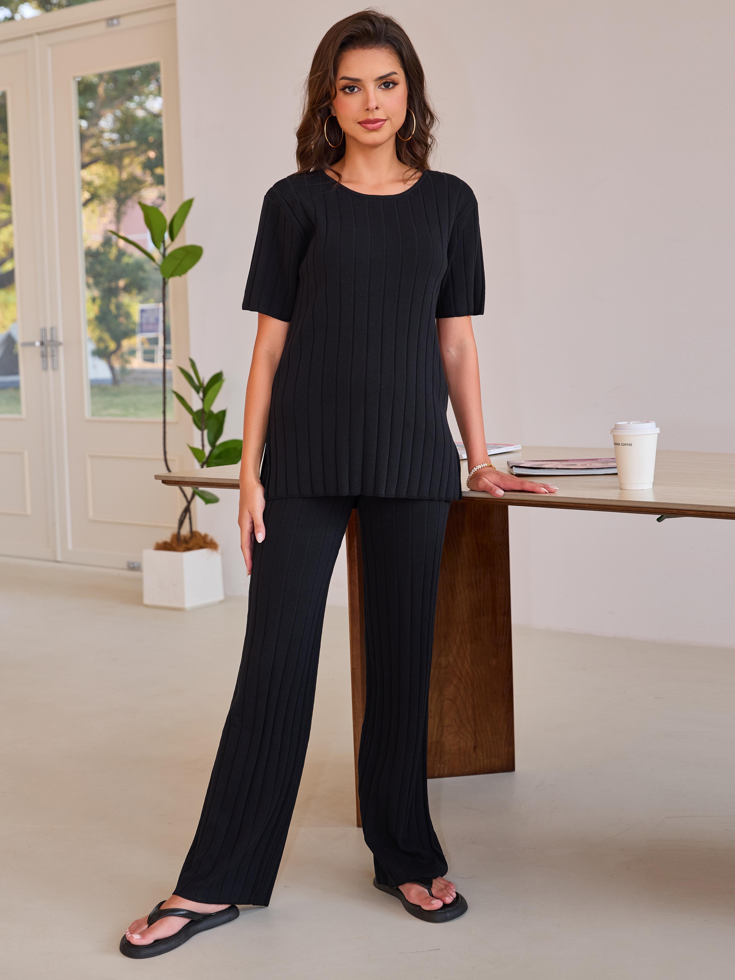 Joyfunear Women's casual T-shirt and pants two-piece set