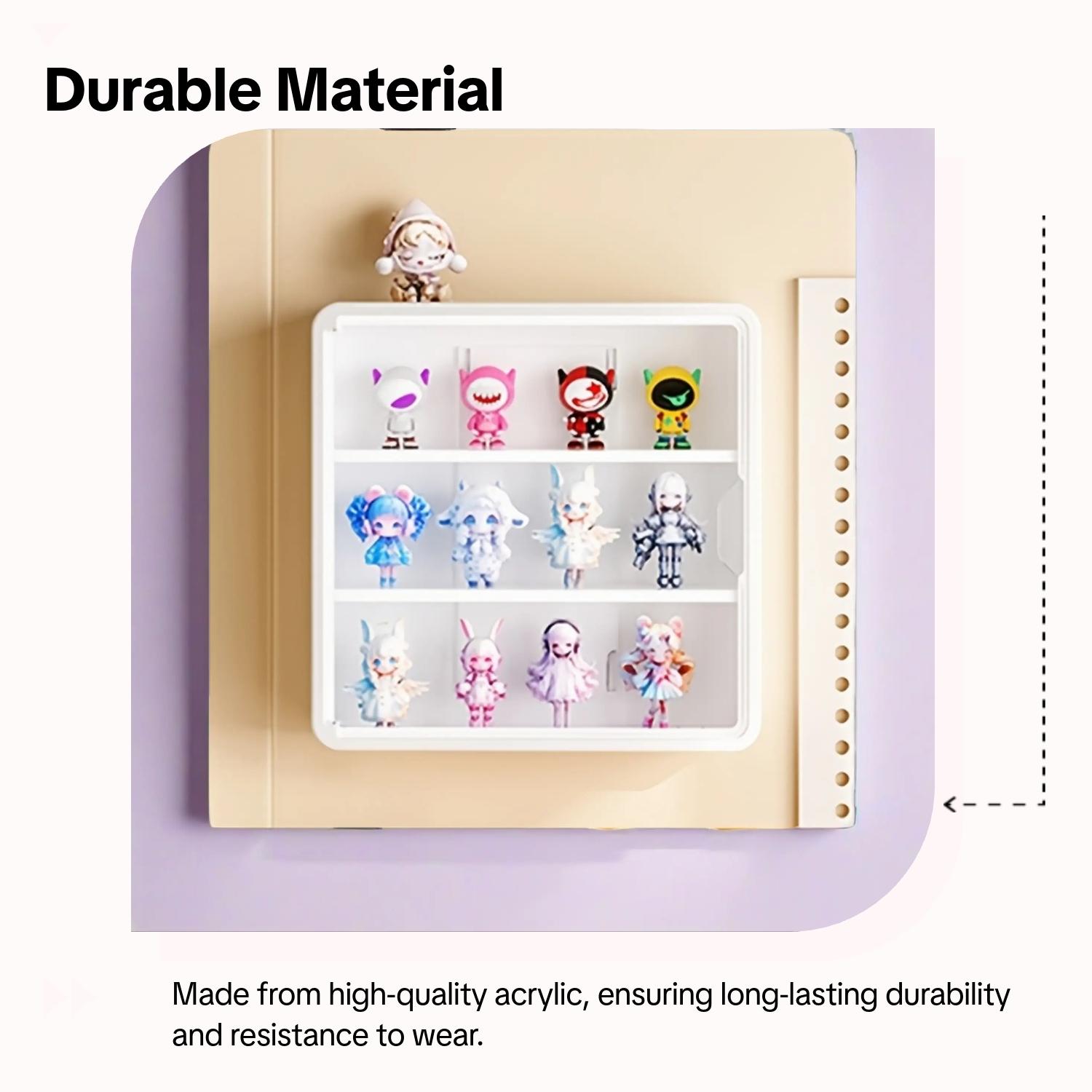 Large Wall-Mounted Display Rack for Doll Collection, 3 or 4-Tier Acrylic Storage Box with Magnetic Design, Space-Saving Clear Compartments for Action Figures and Accessories