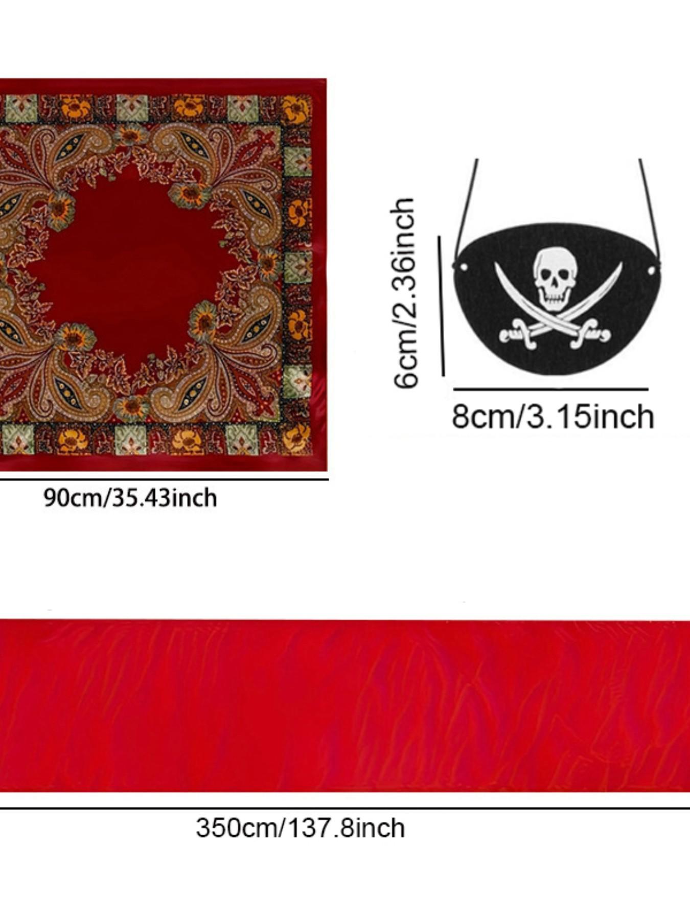 Women's Pirate Costume Set, Christmas New Fabric, Festival Fun Role Play, Medieval Renaissance Pirate Hat and Belt Accessories, Valentine's Party Dress Up Props