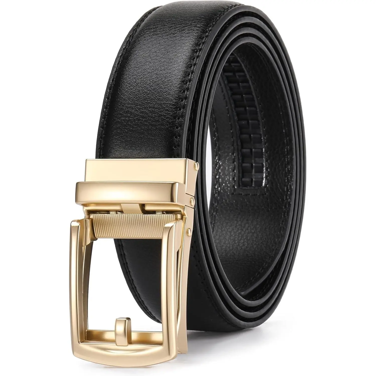 Men's Genuine Leather Ratchet Belt 1 3/8 Inch - Micro-Adjust Buckle, Trim to Fit, Dress Casual Formal, Gift BoxedGift