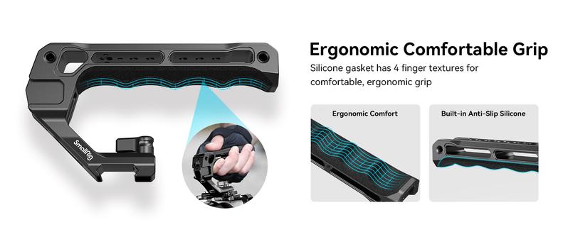 SmallRig Lightweight NATO Top Handle - Quick Release NATO Grip for DSLR Camera Cage - Universal Top Handle with 5 Cold Shoe Adapters and NATO Clamp (Lite) - 3766