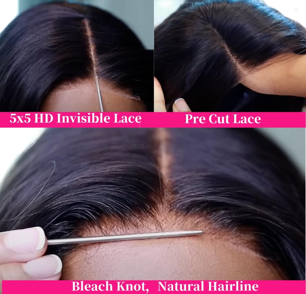 13x4 Glueless Wigs Body Wave Human Hair Wigs Pre Plucked Pre Cut Ready To Go 6x4 Lace Closure Wigs Ready to Wear Wave Lace Front Human Hair Wig For Women 180% Density