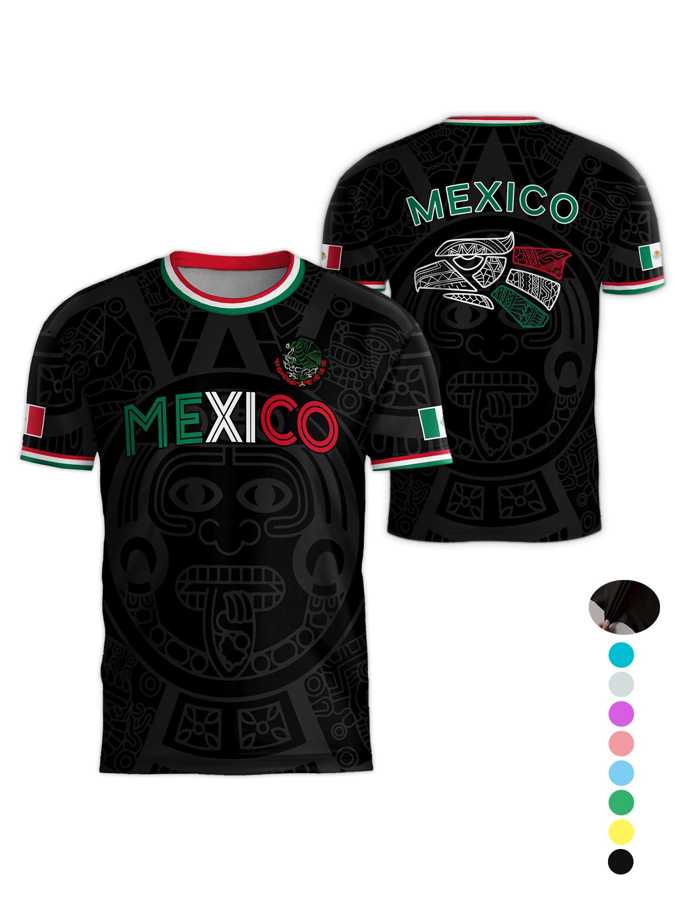 Mexico World Cup Short Sleeve T-Shirt, Breathable Quick-Dry Sports Fabric, Casual Fitted Ombre Design, Unisex Long Tee for All Seasons, Athletic Sports Clothing