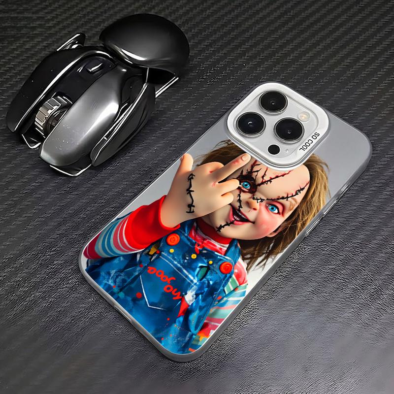 Chucky Creepy Gesture Pattern TPU Phone Case for iPhone 17,16 Pro Max,15,14 Plus,13,12,11,XR,XS & Samsung Galaxy S26,S25 Ultra,S24,S23,S22 Plus,S21 - Stylish, Anti-Drop, Shockproof, Durable with Camera Protection, Dark & Bloody Palette