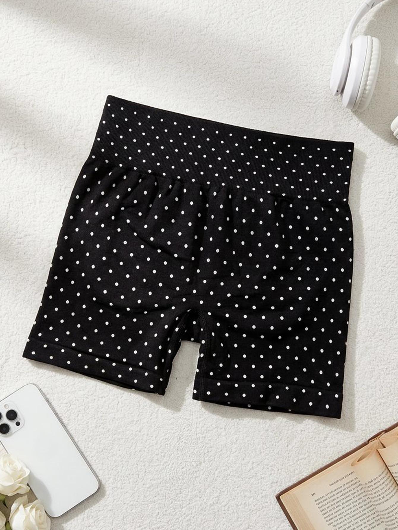 Fashionable Sports Set for Fitness Enthusiasts, Polka Dot Print Halter Top and Shorts, Summer Gym Yoga Running Fashionable Sports Set for Fitness Enthusiasts, Polka Dot Print Halter Top and Shorts, Summer Gym Yoga Running
