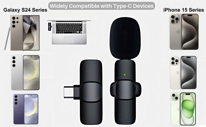 Mini Wireless Lavalier Microphone for iPhone, iPad, Android - 2 Pack Professional Lapel Phone Microphones for Live Interview Podcast Vlog