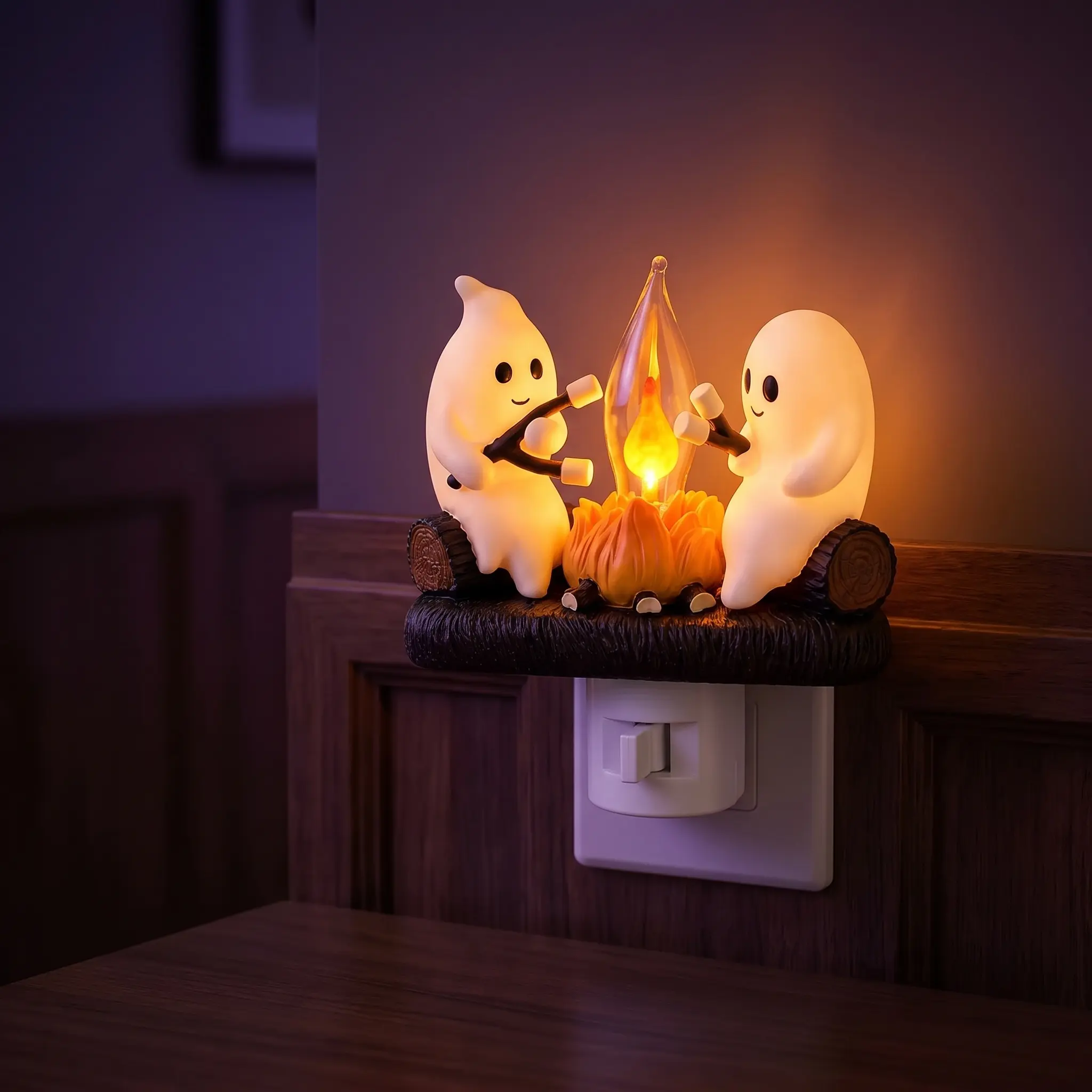 2026 3D LED Ghost Campfire Flickering Night Light Entertainment Collectibles - Ambient Night Lights, LED Decorative Accessories, Home Decoration Lamp, Funky Unique Home Decor, Spooky Halloween Indoor Decor, Halloween Party Supply, Unique Gift