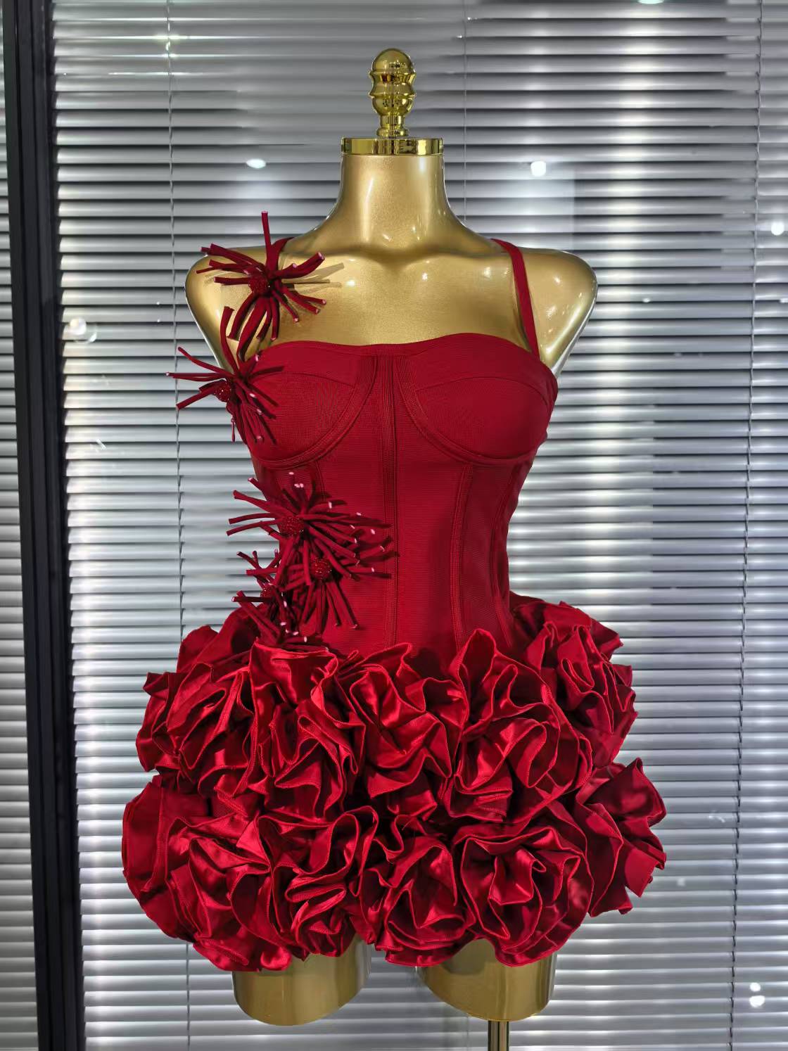 High Quality Black Red Women Sexy Halter Full Florals 2 Pieces Set Bodycon  Mini Bandage Dress Celebrate Nightclub Party Wear - TikTok Shop