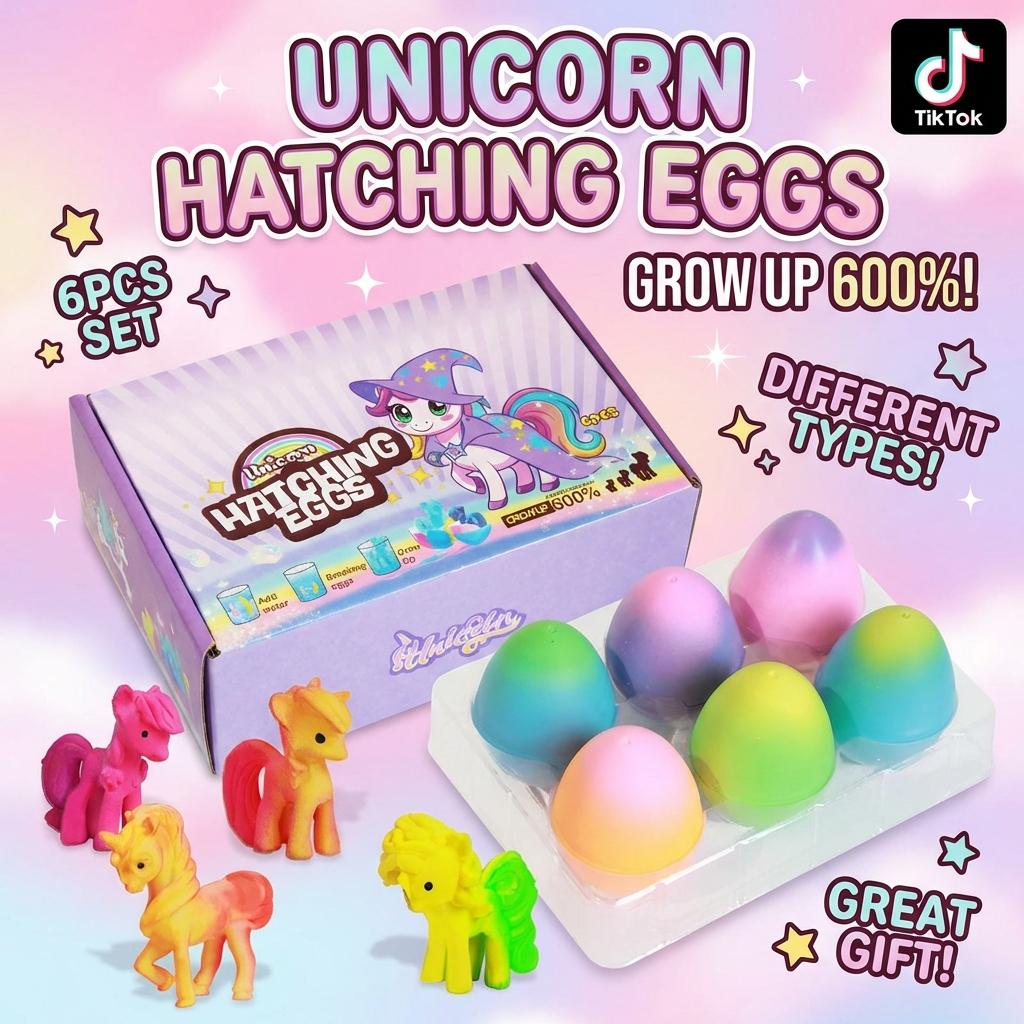 Magic Growing Unicorn Hatching Egg - Just Add Water to Watch it Grow & Hatch! - Rainbow Surprise Toy for Kids - Fun & Educational Science Experiment