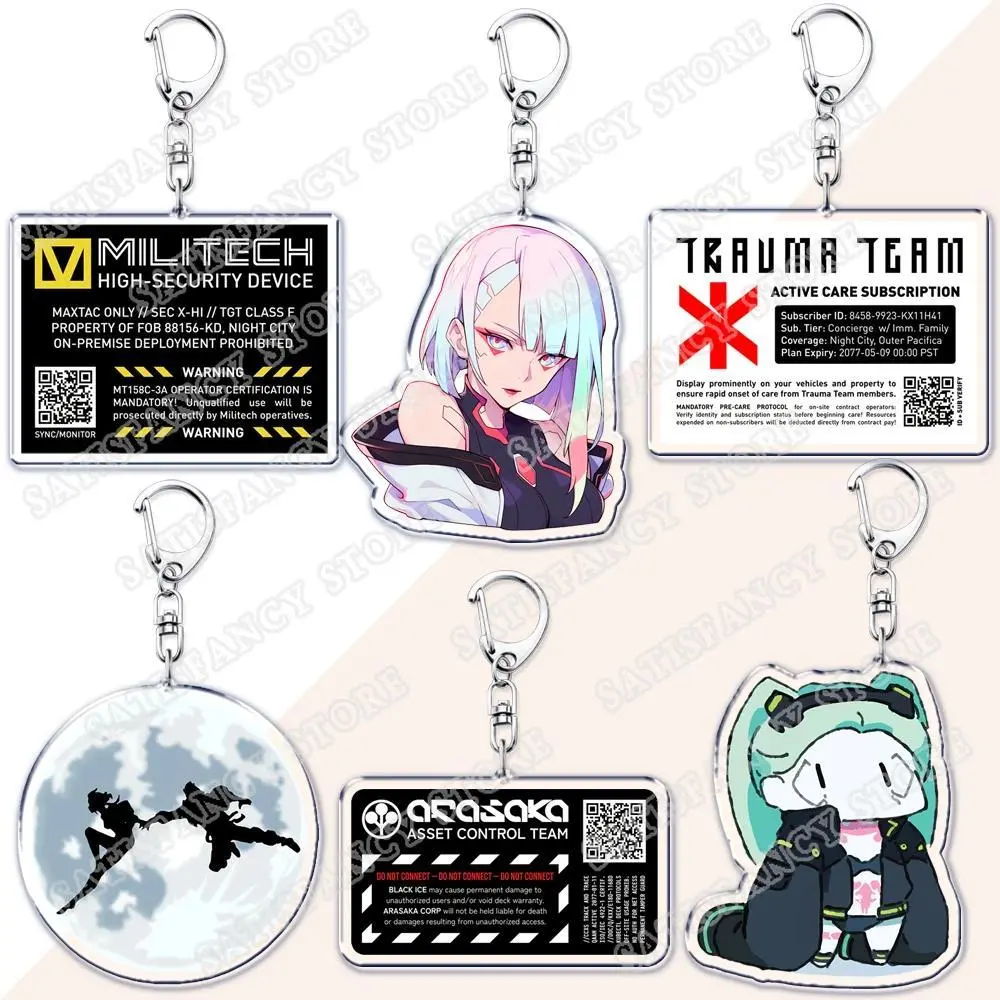 Cyberpunk Anime Keychains for Women Accessories Bag Edgerunners Rebecca Lucy Gloria Faraday Keyrings Jewelry Fans Friends Gifts