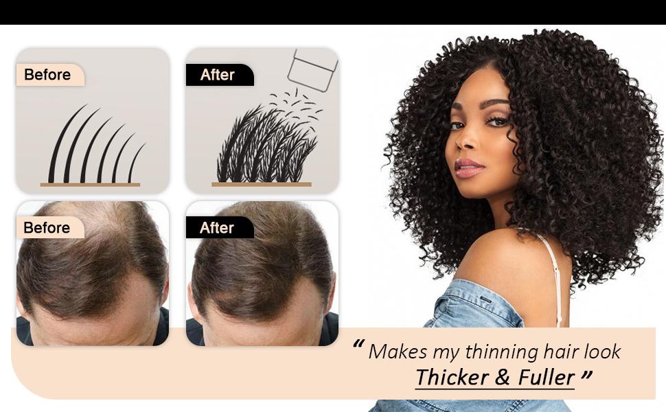 【Spring Glow-Up】Men's Hair Building Fibers Set -Instant Hair Thickening Powder Natural Haircare Styling for Fuller Looking Hair Fathersdaygift (Black) Love At First Find