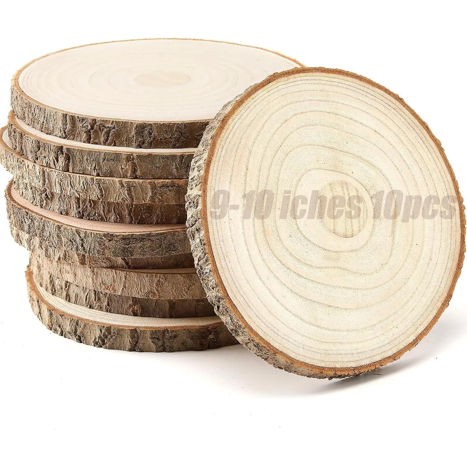 10 pcs Large Wood Slices for Centerpieces 9-10 inches Wood Rounds for Tables Decor Rustic Wood Circles for DIY Crafts and Wedding Decor Round Wooden Discs Wood Slice Ornaments