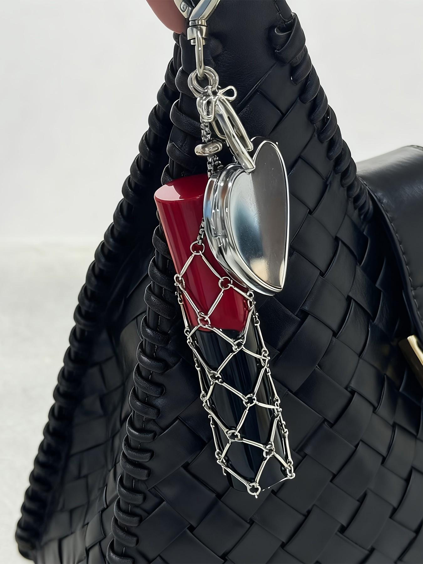 Creative Butterfly Heart Mirror Mesh Keychain, Cute Plain Design, Perfect for Handbags & Backpacks, Ideal Gift for All Seasons