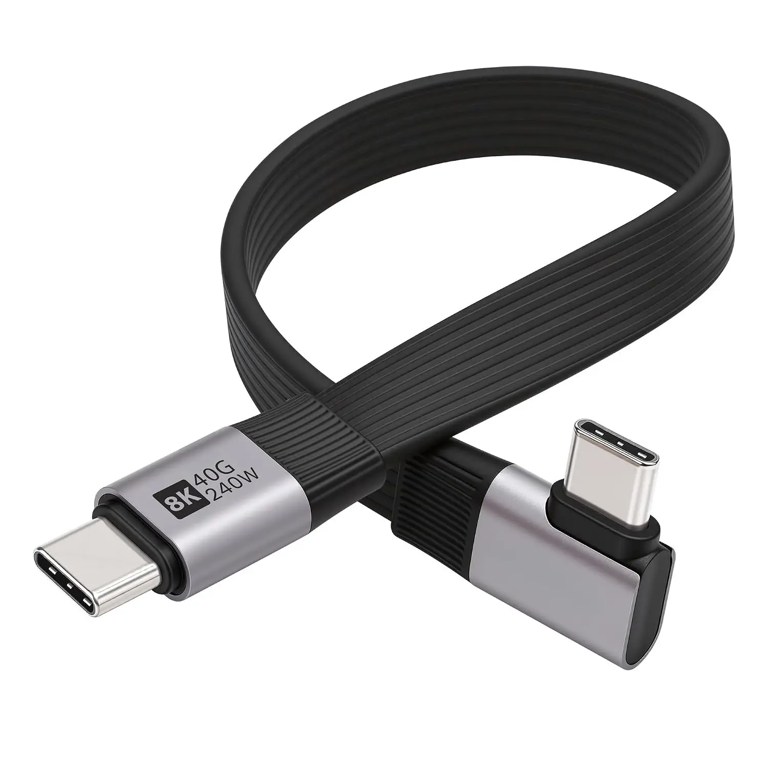 Right Angle Short USB C  0.6 , Flat 90  USB Type C USB 4.0 Data , PD 3.1 240W Type C  ,40Gbps,8K@60Hz, Thunderbolt 4/3 Compatible, for  17/16 Series, MacBook Pro