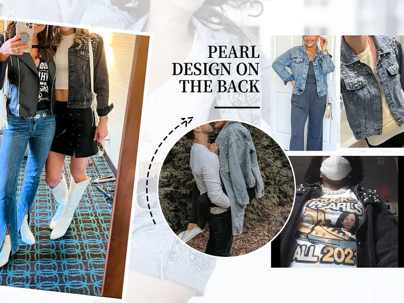 Product Introduction of Hixiaohe Women's Fashion Loose Embroidered Pearls Beading Cropped Denim Jacket Jean Coat 7