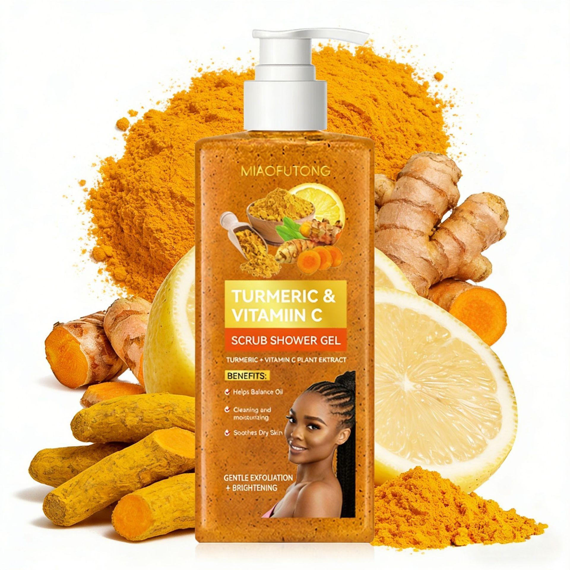 Turmeric Vitamin C Scrub Body Wash 100ml, Exfoliating Shower Gel, gently cleansing, moisturizing and soothing the skin with a long-lasting fragrance