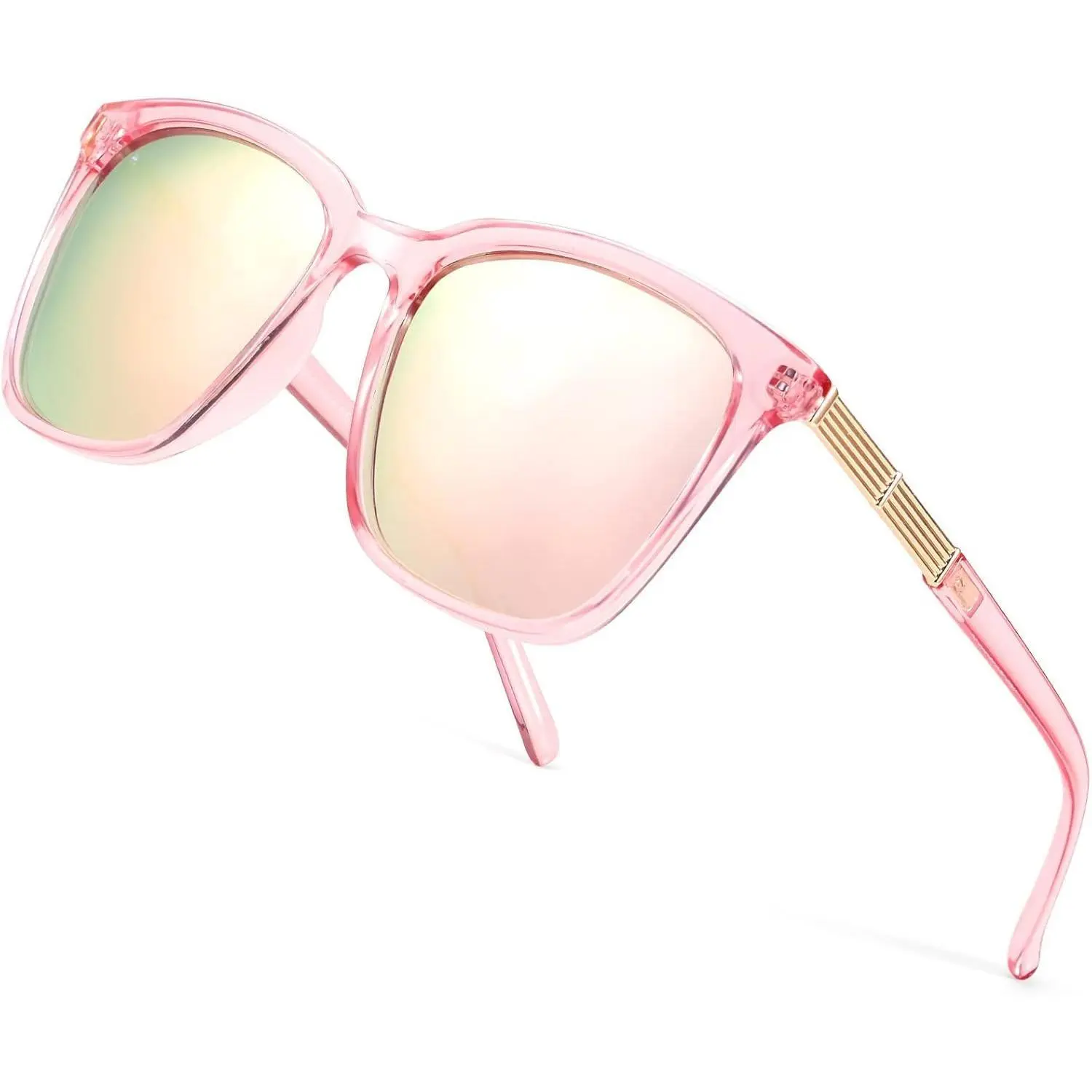1729Oversized Mirrored Sunglasses for Women, Polarized Wraparound Shades with UV Protection