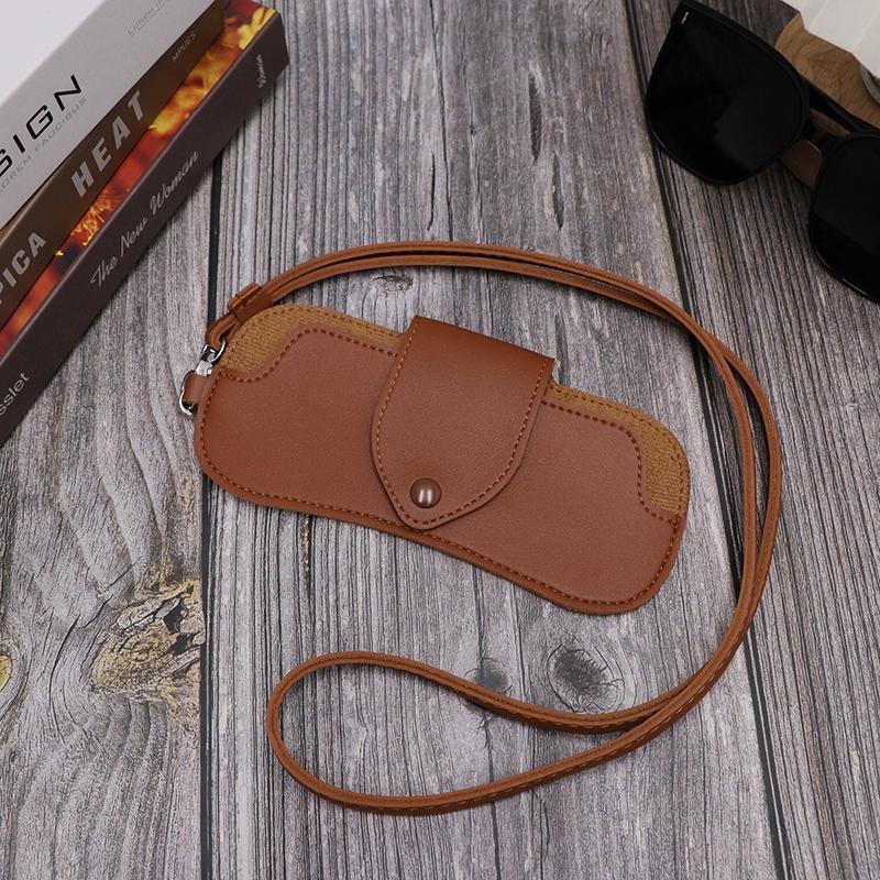 Creative Fashion Neck Strap Glasses Case, All-Season Unisex Artificial Leather, Perfect Gift for Birthdays, Anniversaries, Graduation