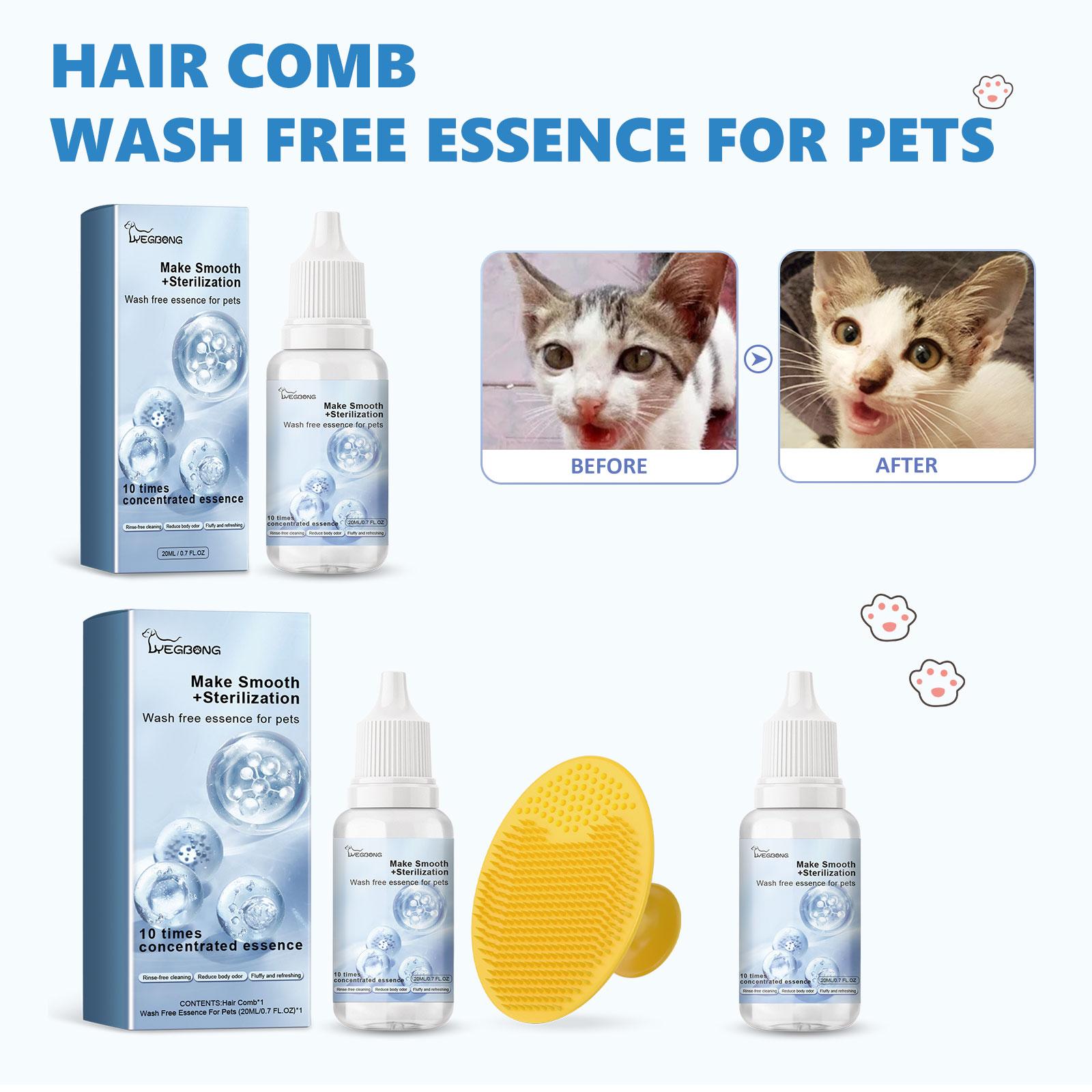 Yegbong Pet No-Rinse Essence Set - No-Rinse Grooming Essence for Cats and Dogs That Cleanses Fur, Fluffs, Smooths, and Provides Fragrant Care, Smoothness