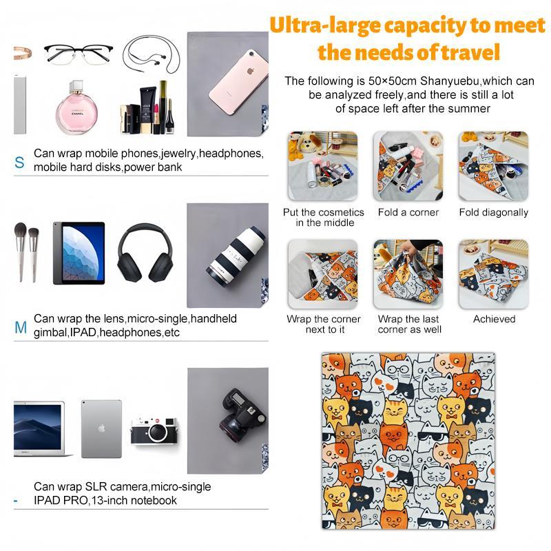 Magic Self-Adhesive Cloth, Portable Cosmetic Bag, Open Lay Flat MakeupBag, Travel Makeup BagFor Lazy People, Camera Protective Wrap LensProtector, Multi-functional Self-Adhesive Cloth