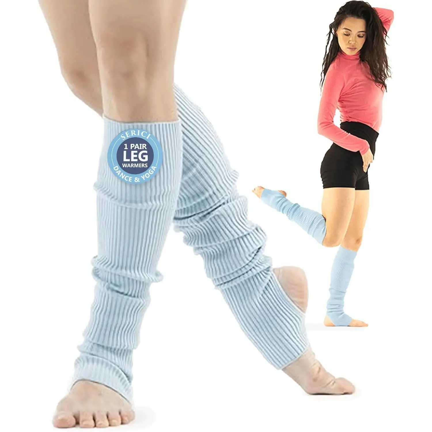 Leg Warmers & Socks for Women's Dance & Yoga - Open Toe & Heel - Eighty's 80s Ribbed Party & Sports Socks
