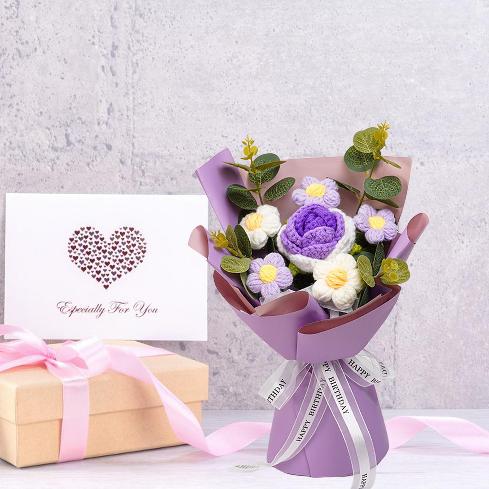 Handmade Crochet Flower Bouquet,Soft Touch Artificial Flower Bouquet, Decorative Flower forfamily, friends,Mother's Day Gifts, Anniversary ,Deals for you days Yarn Fruit