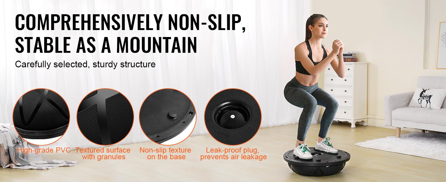 fathersdaygift  VEVOR Half Exercise Ball Trainer, 23 inch Balance Ball Trainer, 660 lbs Capacity Stability Ball, Yoga Ball with Resistance Bands and Pump, Strength Fitness Ball for Home Gym, Full Body Workouts, Black