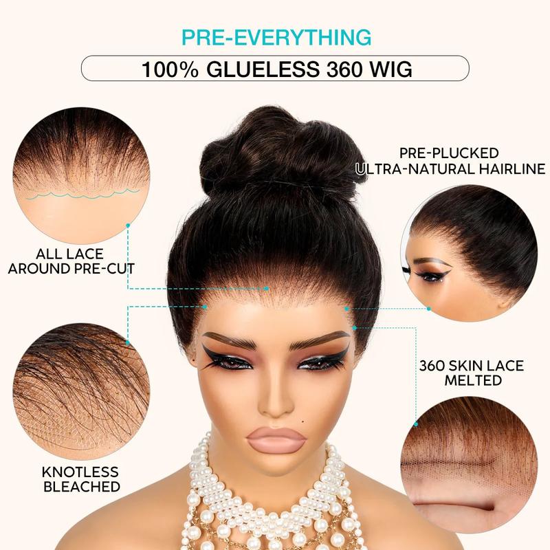 Ashimary Invisi-Strap Snug Fit 360 Body Wave Transparent Lace Frontal Bleached Knots Pre-Cut Lace Glueless Wig