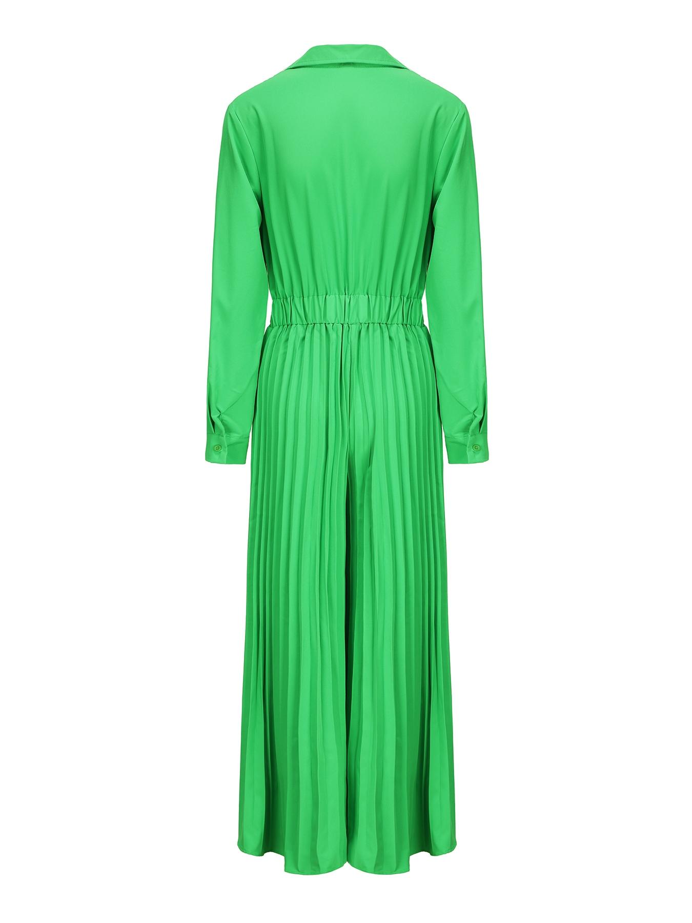 Women's Plain Pleated Knot Front Wide Leg Jumpsuit, Elegant Long Sleeve Collared Jumpsuit For Spring & Fall, Women's Clothes For Work Office Business