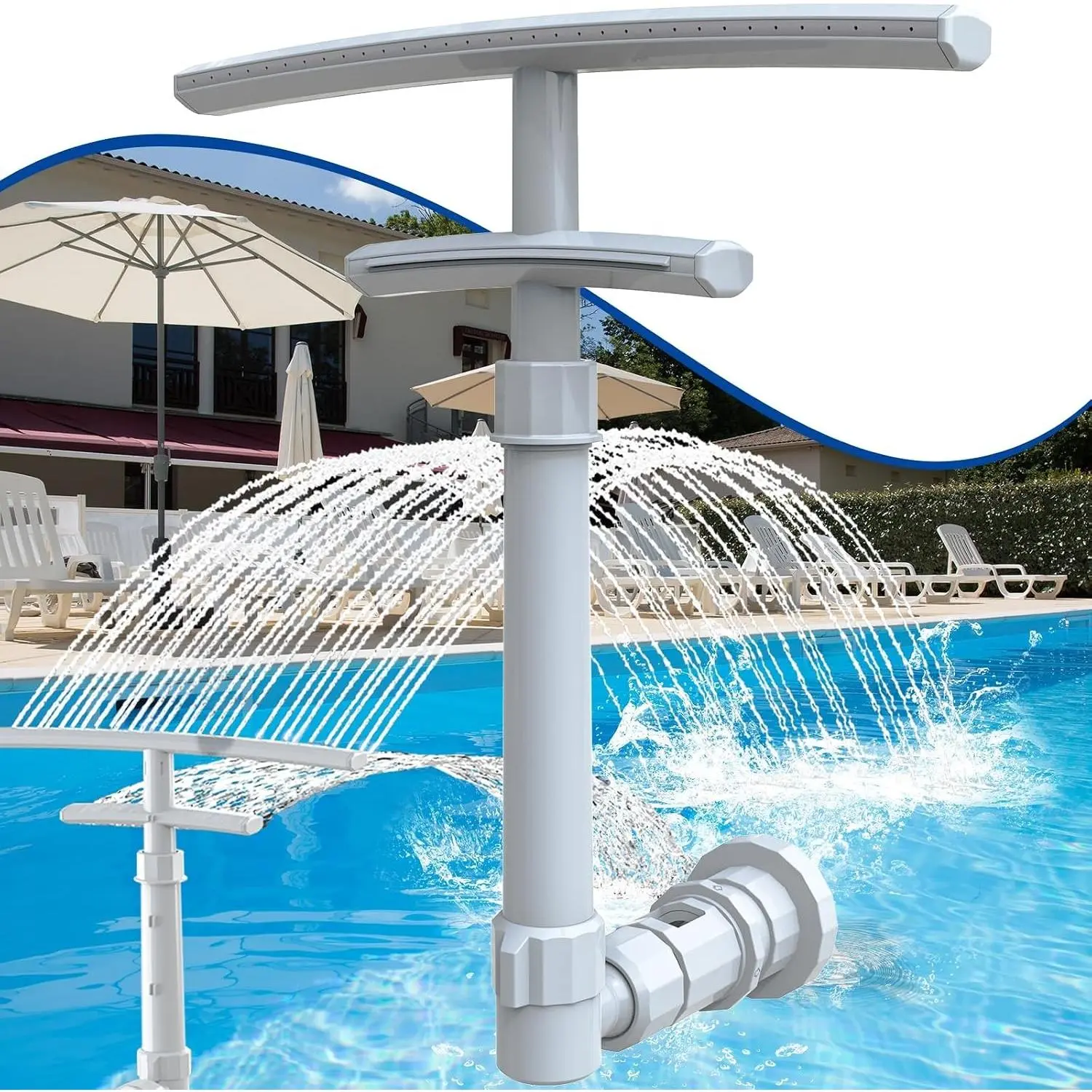 Pool Fountain for Above and Inground Pools, Dual-Layer Spray Pool Waterfall Sprinkler Chiller Aerator, Water Fountain Swimming Pool Accessories