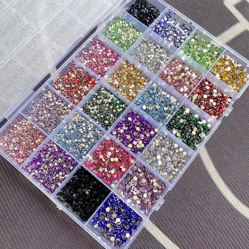 Colorful Rhinestone Nail Art Kit, 7000pcs/bag Glitter Rhinestone & Tweezers, DIY Nail Art Decoration Glitter Decorative Nails for Women & Girls