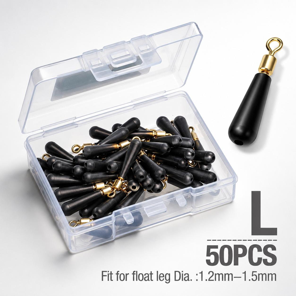 Anti-Tangle Nickel-Plated 360° Swivel Fishing Float Stop, High-Elastic Wear-Resistant Rubber Bobber Stopper for LED Night Fishing Floats, Deep Sea Rock & Offshore Fishing. Choose 10 or 50 Packs.