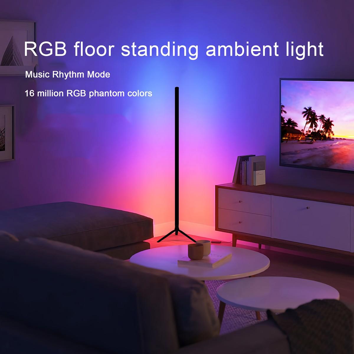 39.37 Inch Floor Standing Ambient Light, Rgbw LED Strip, Button Control, Music Sync, Multi-Color Scenes, USB Powered, Ideal for Bar, Bedroom, Party Decor