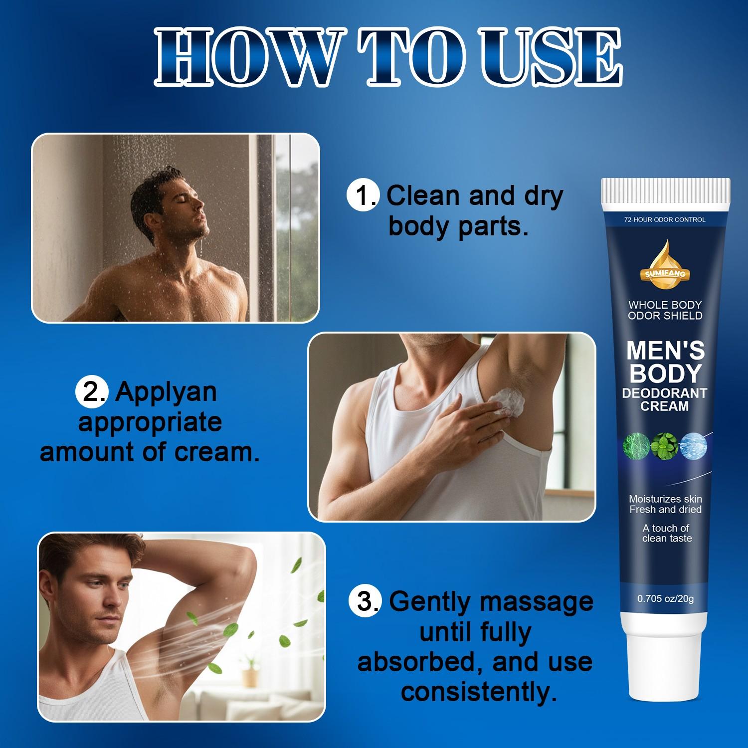 SUMIFANG Men's Full-Body Antiperspirant Stick (20g) | Mint + Chamomile + Hyaluronic Acid | 72-Hour Long-Lasting Odor Control | Moisturizing, Refreshing, and Non-Sticky | Stay Confident All Day—Whether at the Office, the Gym, or on a Date