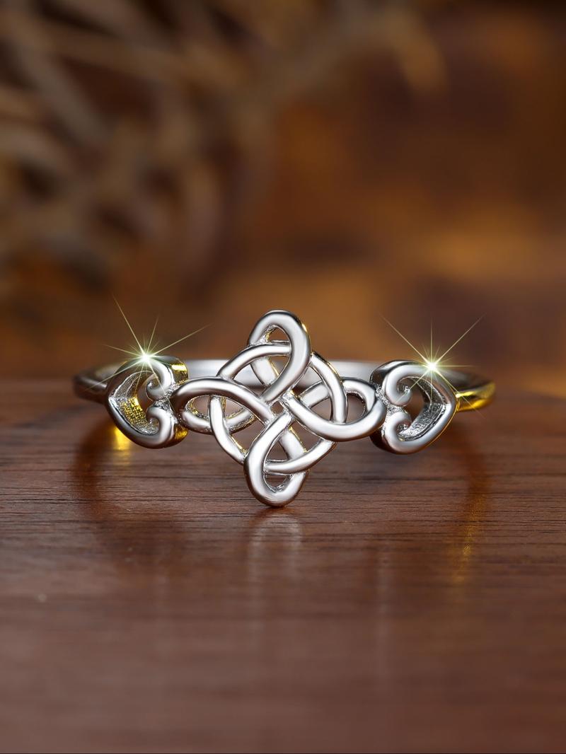 S925 sterling silver exquisite Celtic knot ring Elegant Casual Ring ladies fashion elegant unique design suitable for everyday party wear jewelry Valentine's Day gift（with box）