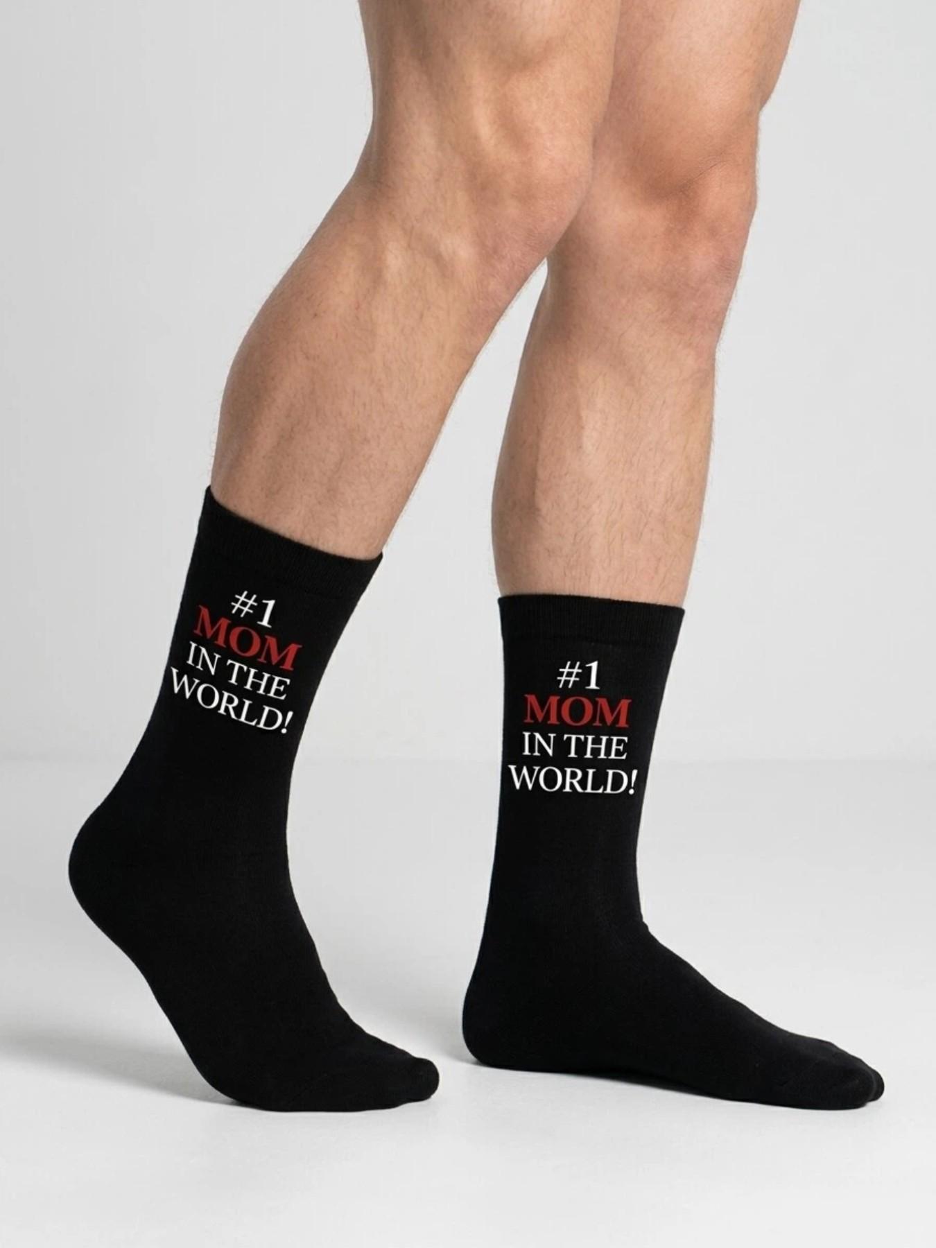 1/3pairs“#1 Mom in the world” Socks and Ankle Socks—Featuring unique and creative designs, these make adorable gifts for Mom on Mother's Day, her birthday, or Valentine's Day; fun socks suitable for everyone, young and old, men and women alike