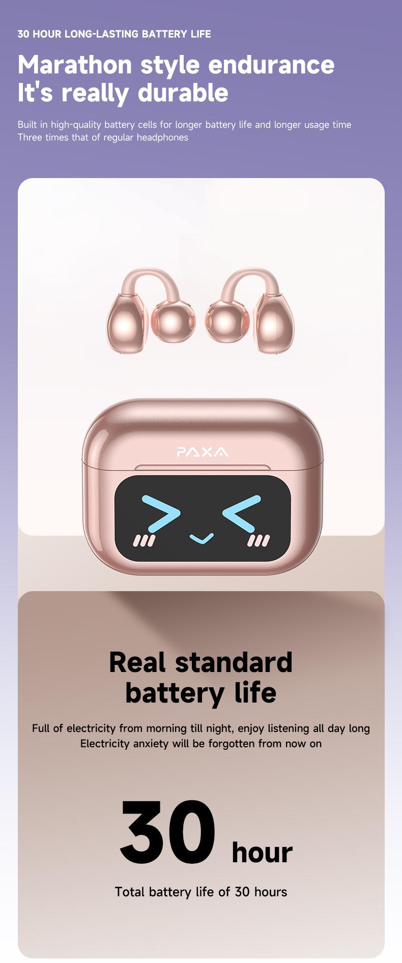 C7 Ultra Bluetooth 6.0 Wireless Clip Earbuds , with smart touchscreen, sports waterproof & sweatproof design for music and calls