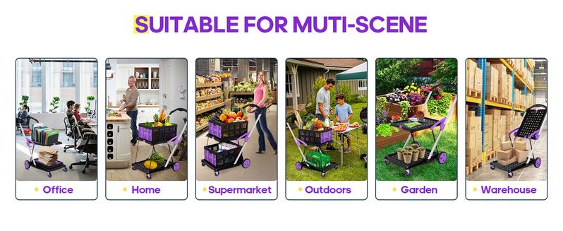 Foldable Utility Cart with Wheels,2 Layers Multifunctional Folding Cart for Cosmetic Organizer,Grocery,Office,Warehouse,Garden, Double Layers Foldable Shopping Cart,Folding Trolley for Luggage Heavy Duty(Blue/RED/PINK/Purple) Foldable Utility Cart with Wheels,2 Layers Multifunctional Folding Cart for Cosmetic Organizer,Grocery,Office,Warehouse,Garden, Double Layers Foldable Shopping Cart,Folding Trolley for Luggage Heavy Duty(Blue/RED/PINK/Purple)