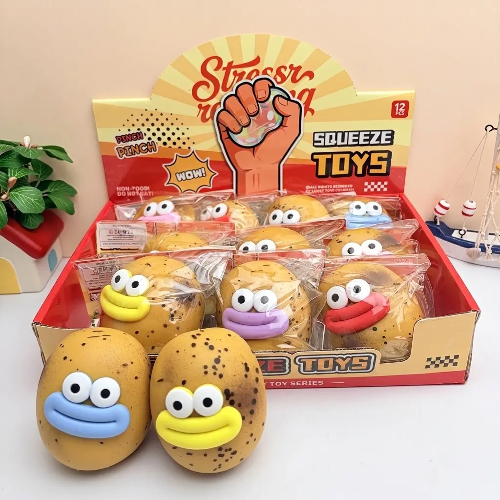 1Pc/12Pcs Funny Cheese Potato Squishy Toy, Ugly Cute Fake Food Squeeze Ball With Big Lips, Fluid Slow Rising Sensory Fidget Relief Toy For Teens Adults 12+, Hilarious Office Desk Decor Anxiety Reducer, White Elephant Prank Gag Gift