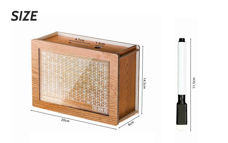 Wooden Savings Box – Eco-Friendly $10,000 Saving Challenge & 2026 Money Plan Gift