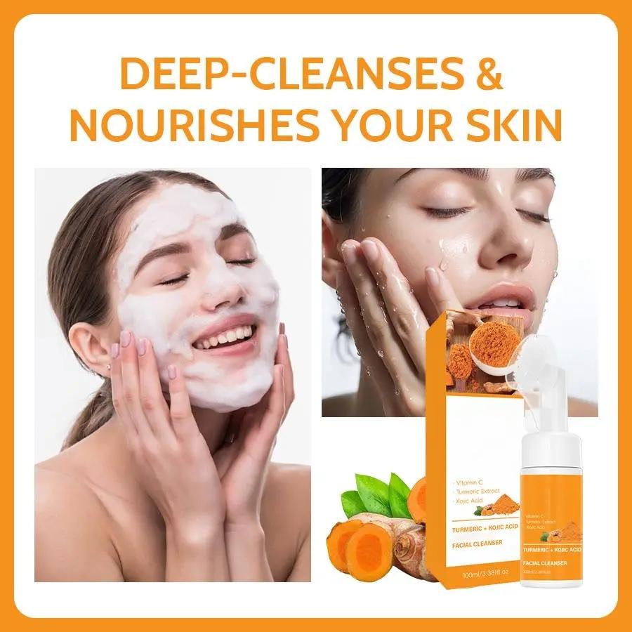 Turmeric Mousse Cleanser, Deep Cleansing & Nourishing Skin Foam Cleanser, Foaming Cleanser, Facial Cleanser for Women & Men All Skin Types, Turmeric Face Wash, Skin Facial Cleaning Products