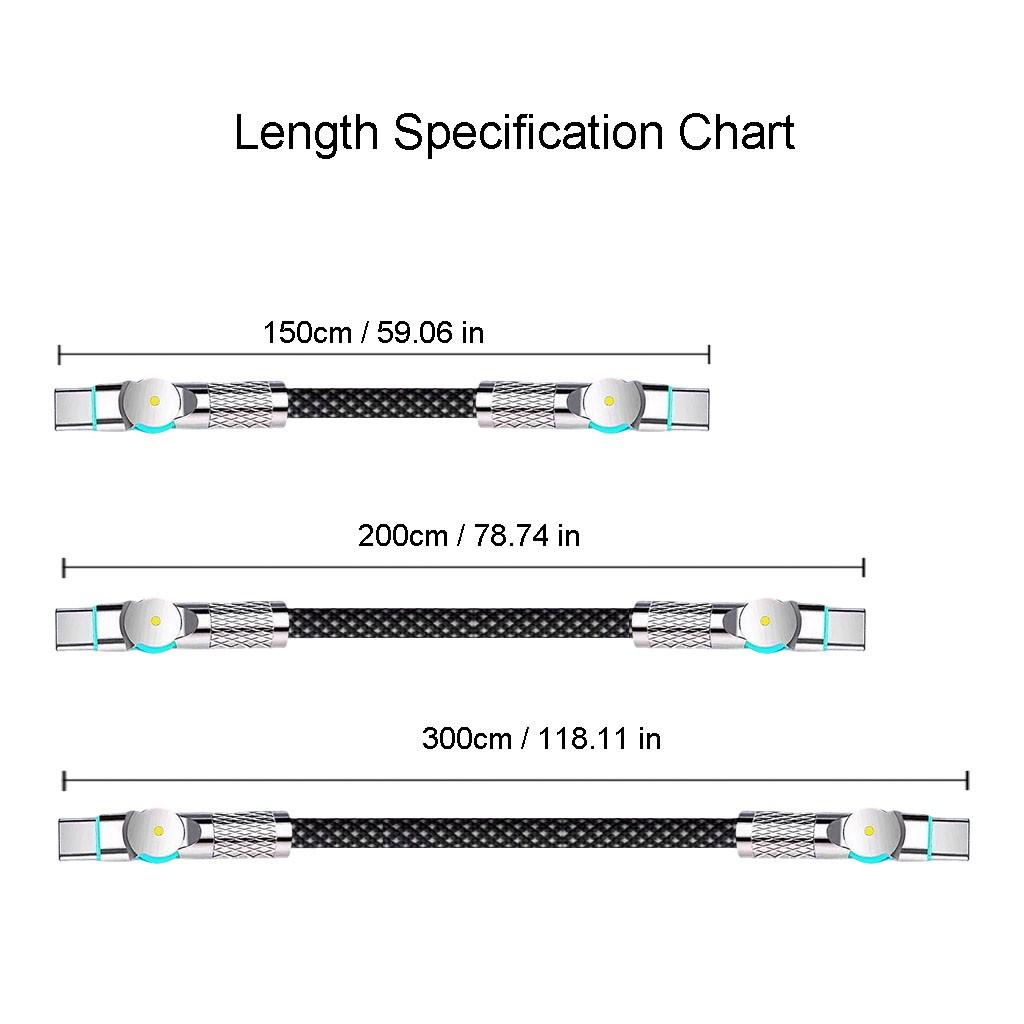 240w Data Cable Extended Dual Type-C, 180° Rotating Head, Braided Material Charging Line for iPhone 17/16/15 Series, Huawei Honor Xiaomi