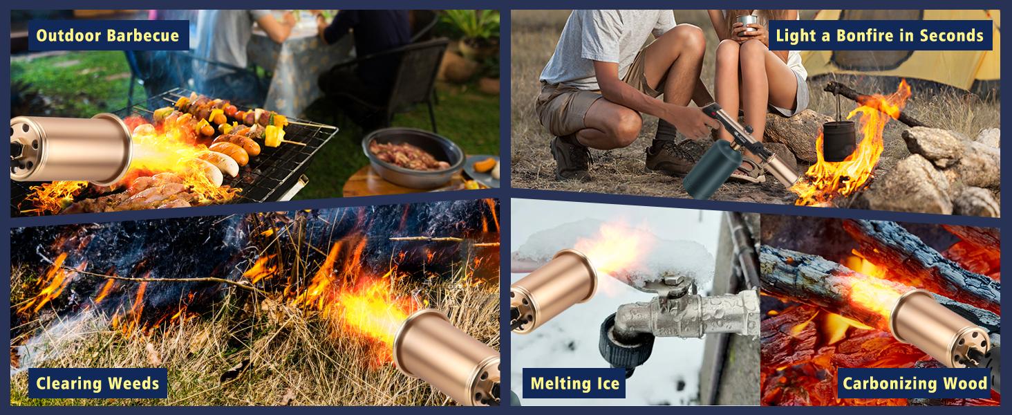 ARTFLAMM Powerful Propane Torch Gun with Turbo Mode, Charcoal Torch with Safety Lock, Blow Torch for Cooking, BBQ, Searing Steak, Grill(Tank Not Included)