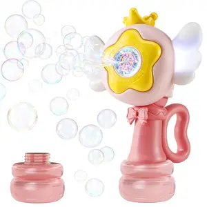 Uinle Baby Angel Wings Bubble Machine with 100ML Bubble Liquid, 360° Leak-Proof, Light & Sound Effects, Strong Motor, Kids Summer Toy Gift