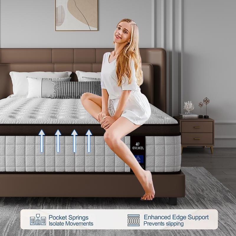 【miyedao】8/10/12/14 Inch Twin, Full, Queen, King Mattress Memory Foam And Spring, Hybrid MattressMedium Firmness, Lumbar Support, For Home Rooms Hotels, Boxed Halloween ChristmasGift Furniture Ergonomic mattress queen size mattress