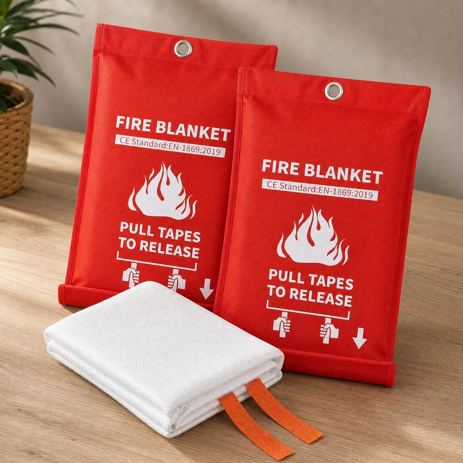 Emergency Fire Blanket 2 Pack - 40"x40" Fiberglass Flame Suppression Blankets for Home Kitchen Camping Car Office Warehouse Survival Safety