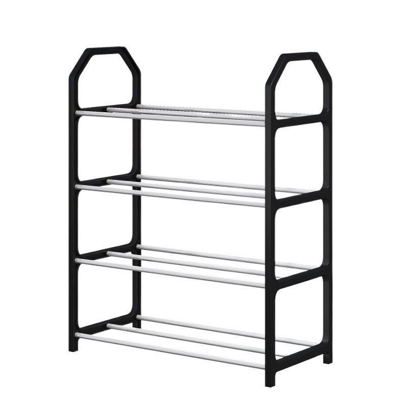 Space-Saving Four-Tier Shoe Rack, Durable Metal Plastic Storage Shelf, Compact Design for Shoes and Boots, and, Ideal for Balcony and Small Spaces