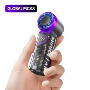 Mini Turbo Portable Handheld Fan 3000mAh Type-C Rechargeable Personal Pocket Fan 5 Wind Speeds LED Flashlight Small Cooling Fan for Travel Outdoor Vacation Concerts Camping Beach USB Charging Fan Portable Fans Rechargeable #GLOBAL PICKS