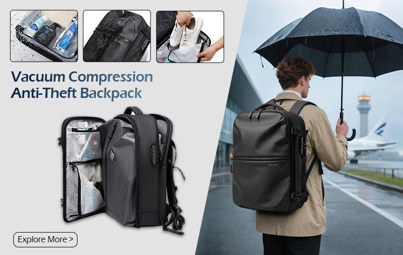 BANGE Lightweight 15.6in Laptop Backpack for Men, Waterproof with USB Charge Port, Multifunctional for Travel & Hiking, Fits Computers & School Use